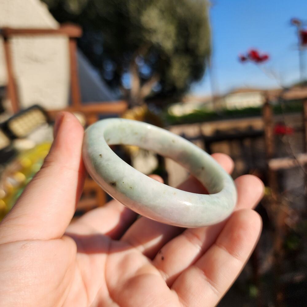 Jadeite Jade Bangle Green Natural Semi Translucent 335ct Myanmar Burma Bracelet - Picture 14 of 15